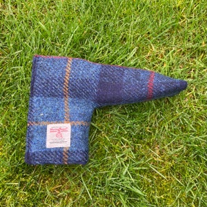 Harris Tweed® L shaped Golf Putter Cover | Scottish Plaid Blade Protection | Golfing Gift | Tartan Golf Covers |