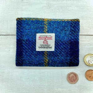 Harris Tweed® 3 Compartment Purse in navy blue check Plaid Accordion Coin Purse Checked Scottish Concertina Purse Scottish Gift image 2