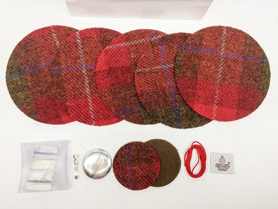 Large Checked Harris Tweed Brooch Making Kit Crafters Kit Scottish Pin Making Kit Scottish Tweed Brooch Maker Etsy Canada