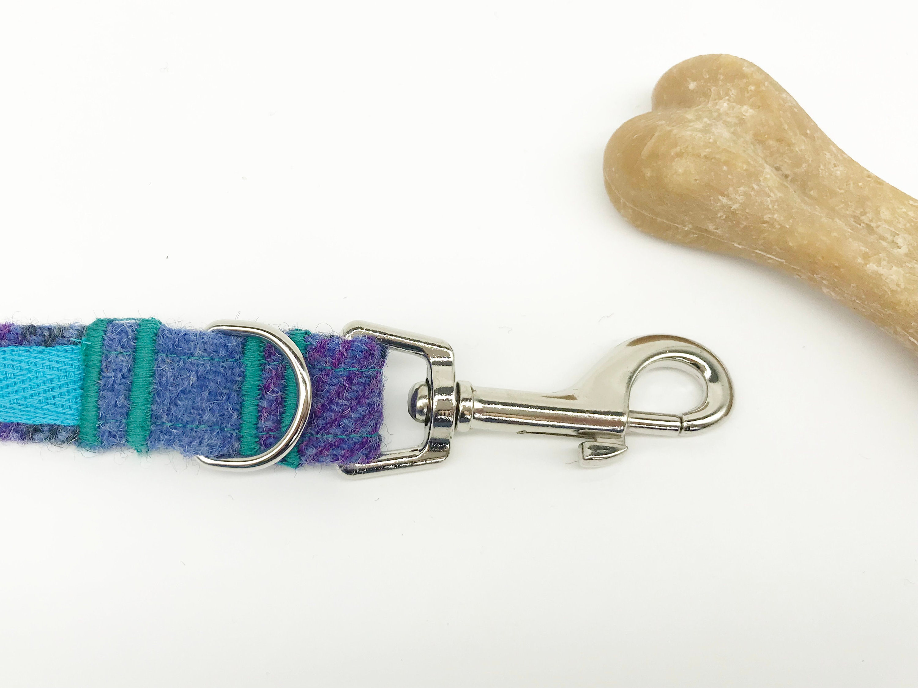Harris Tweed® Versatile Lead in Purple Green Blue Check | Tweed Plaid Multi Way Dog Lead | Tweed Tartan Multi Function Lead - Thumbnail 4