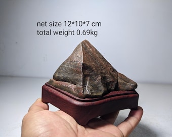 Suiseki in pietra naturale del Gobi con base in palissandro