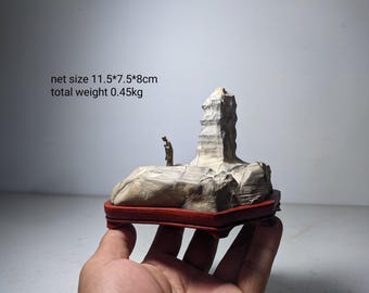 LOU LAN stone natural suiseki viewing stone including the mini copper Buddha