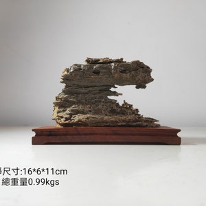 natural Gobi viewing stone suiseki including the mini copper man