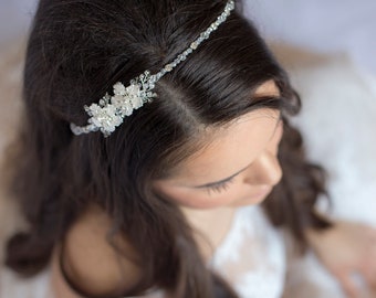 Wedding Headband Crystal,Bridal Crystal Headband,Rhinestone Bridal Headband,Flower Headband,Silver Bridal Headband,Bridal Crystal Hairband