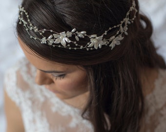 Wedding Accessories, Bridal Headpiece, Wedding Flower Crown, Ivory Flower Crown, Rustic Head Wreath, Wedding Headband, Bridal Hair