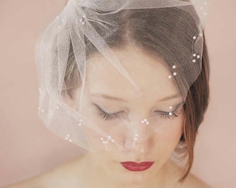 Ivory Wedding Veil,Birdcage Veil Pearls,Wedding Veil Birdcage,Wedding Veil Pearls,Short Wedding Veil,Bridal Veil Birdcage,Short Bridal Veil