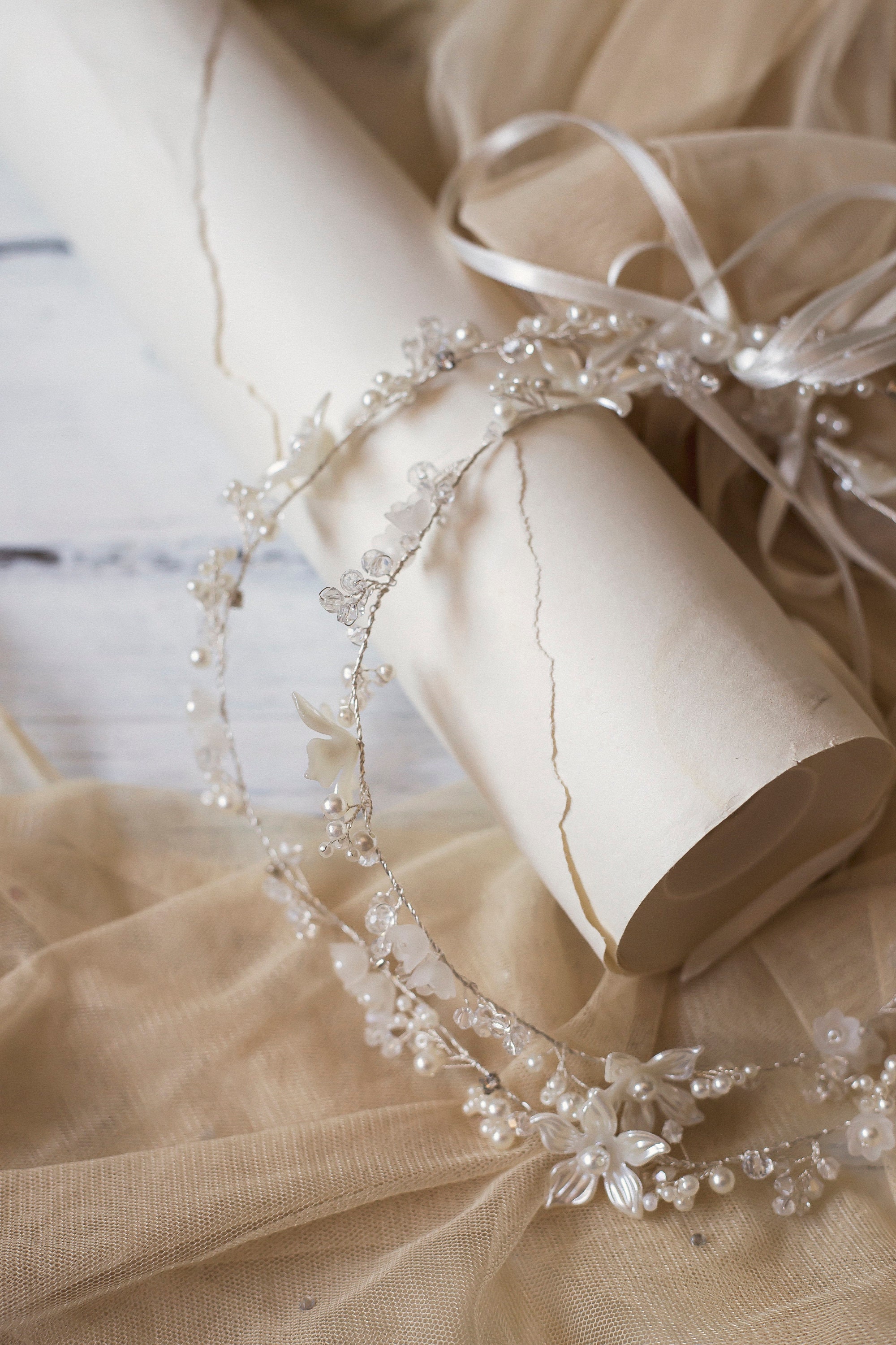 bridal floral headpiece