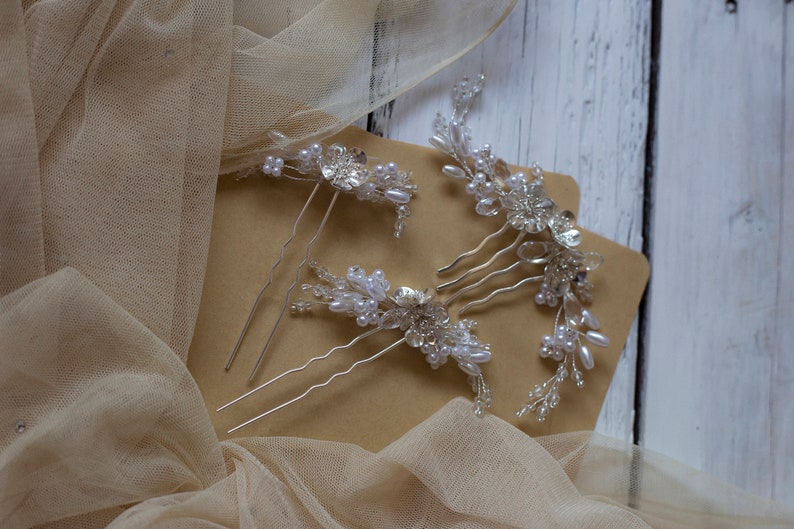 Branch Hair Pins Bridal Hair pins crystal hair pins wedding hair pins wedding headpiece branch hair pins bridal headpiece image 3