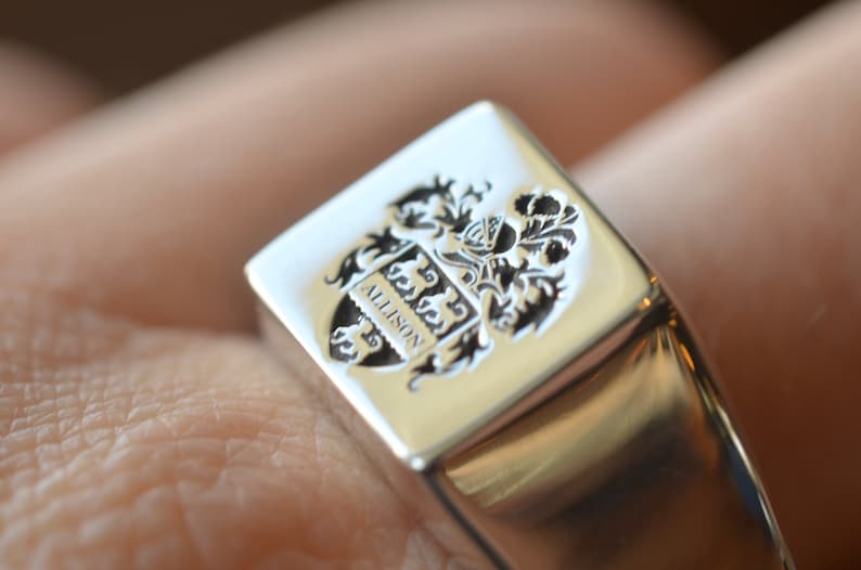 Sterling silver Family Crest Ring Mens ring mens Etsy