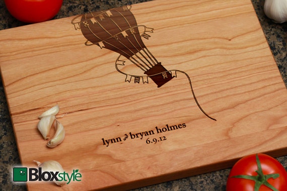 Engraved Cutting Board - Hot Air Balloon Design