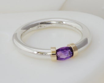 Amethyst Silver Tension set ring