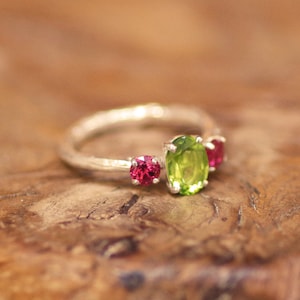 Peridot and Pink Garnet Ring Etsy Singapore