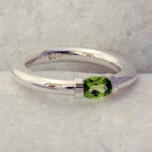 Peridot Tension Set Ring in Silver