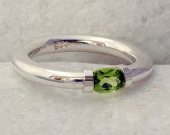 Peridot Tension Set Ring in Silver