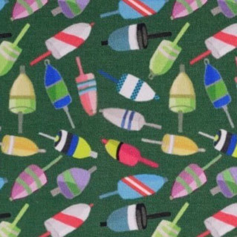 Tossed Lobster Trap Buoys on Green English-Style Bow Ties Self-Tie or Pre-Tied with or without a Matching Pocket Square