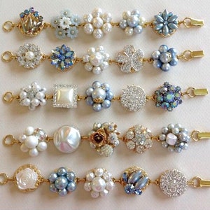 One (1) Wedding bracelet, pastel blue, vintage earring bracelet, vintage wedding, bridesmaid gift, light blue, something blue, blue, antique