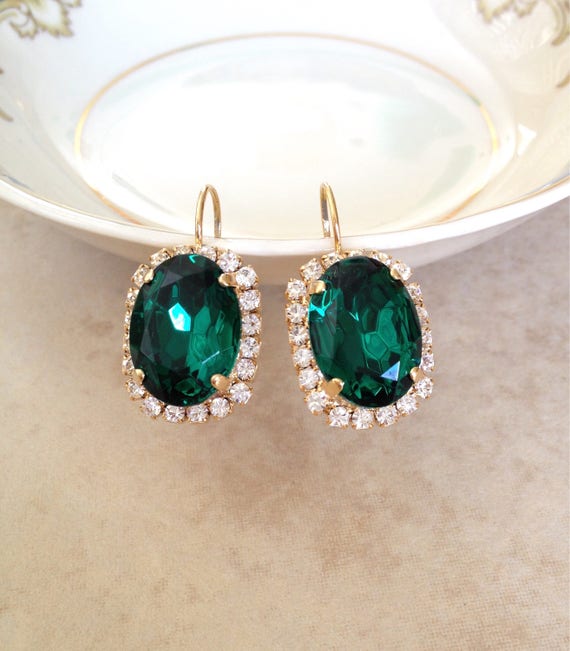 Emerald green earrings swarovski discount