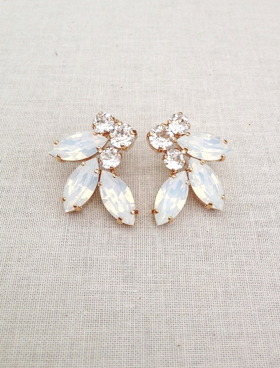 cristal de blanco pendientes de novia - Etsy España