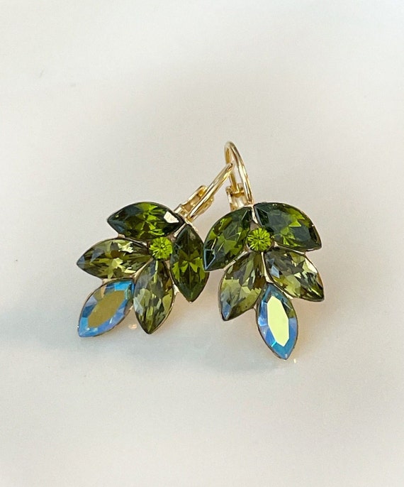 Swarovski leaf earrings deals