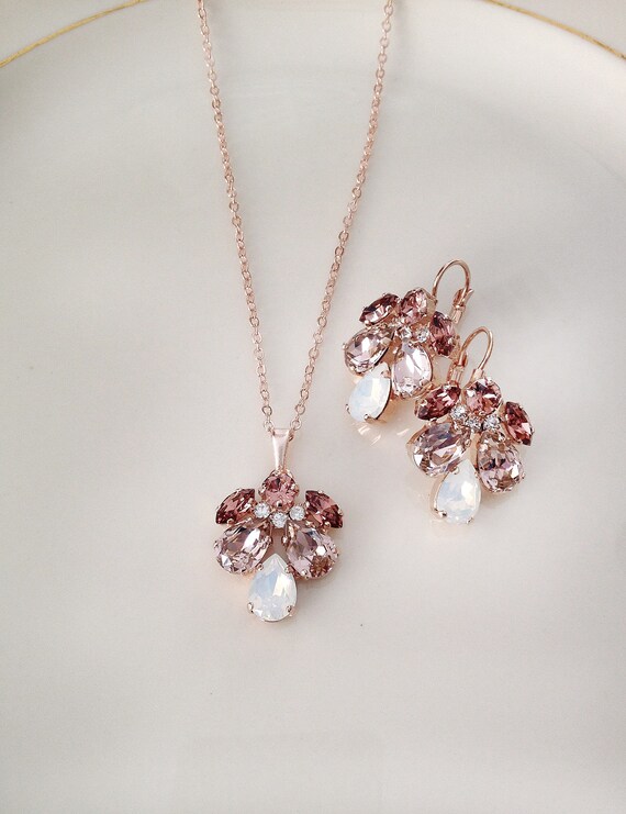 Blush necklace and earrings best sale
