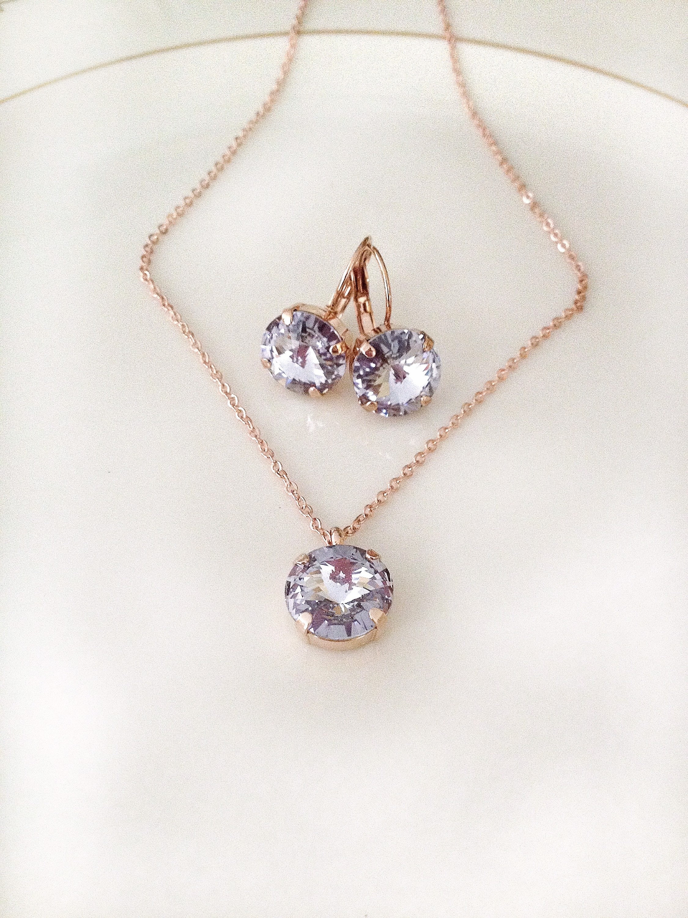 Simple rose gold bridal or bridesmaid jewelry set - SUMMER– Treasures by  Agnes