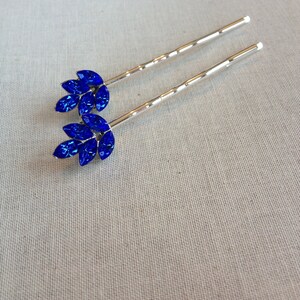 Pair, royal blue, bobby pins, blue, vintage wedding, something old, something blue, bridal hair, bridal, bridesmaid gift, gift for her image 2