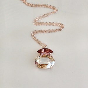 Champagne Light Burgundy crystal necklace, pendant necklace, crystal cluster, bridal, bridesmaid gift