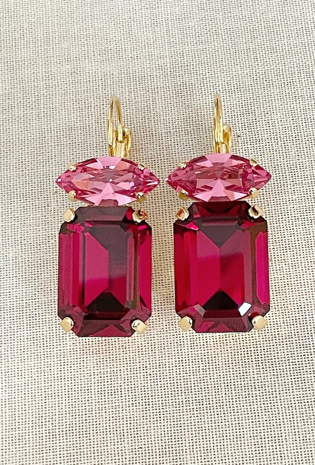 RUBY PINK CRYSTAL EARRING