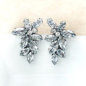 Dusty blue marquise crystal cluster earrings, wedding earrings, something blue, bridal earrings, wedding jewelry, bridesmaid gift, post stud