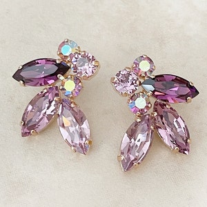 Mauve ombré crystal earrings, Swarovski crystal, purple earrings, bridal earrings, wedding earrings, bridesmaid gift