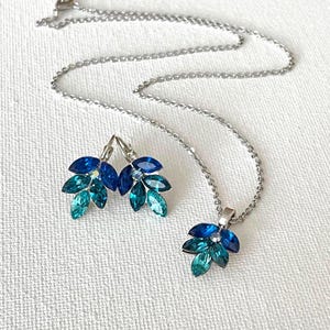 Collier Et Boucles D'oreilles Pierre Bleue/verte • Argent Sterling • Occasion