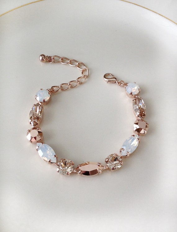 Morganite Pink Crystal Bracelet Blush Wedding Bracelet 