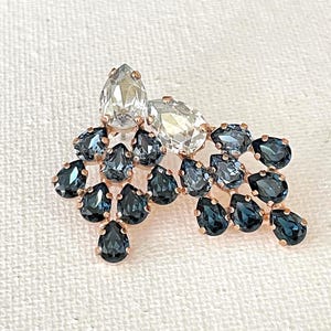 Swarovski blue ombré pear crystal earrings, Swarovski crystals, Bridal something blue earrings, bridesmaid gift, post, pierced, rose gold