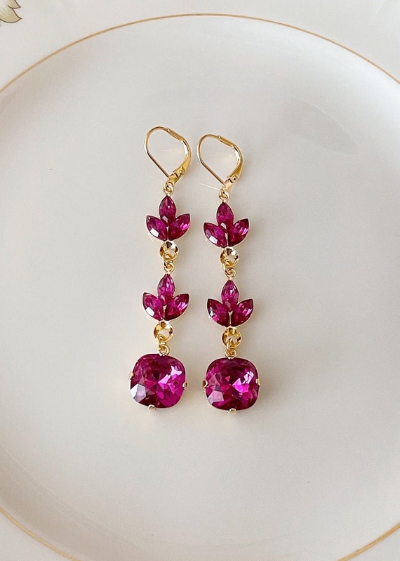Swarovski fuchsia earrings sale