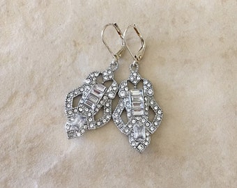 Art Deco earrings, bridal earrings, vintage wedding, chandelier, Art Deco wedding, long earrings, bridesmaid gift, Gatsby, Downton Abbey