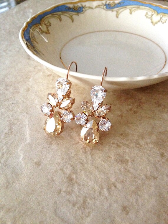 Champagne crystal best sale earrings