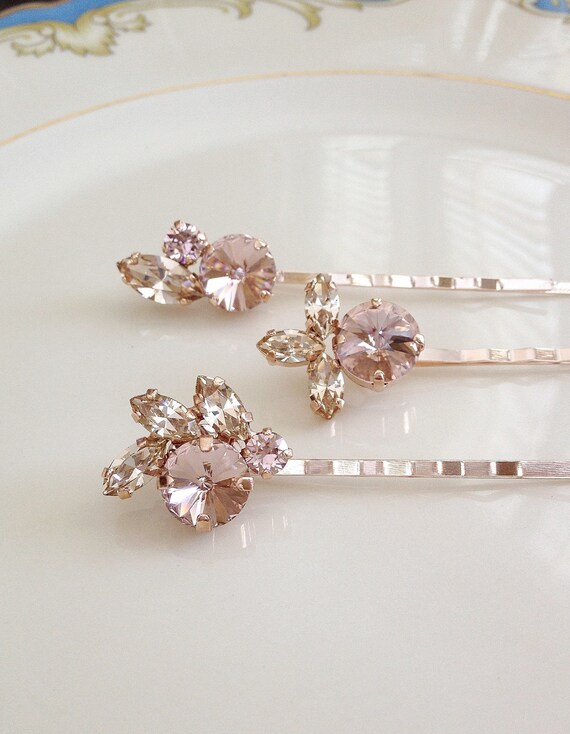 CRYSTAL HAIR CLIP SMALL PALE ROSE CRYSTAL HAIR CLIP SMALL PALE ROSE
