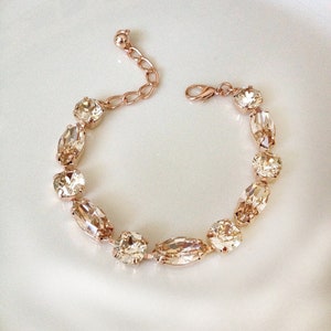 Pale Champagne crystal bracelet, bridal, tennis bracelet, rhinestone bracelet, bridesmaid gift, vintage wedding