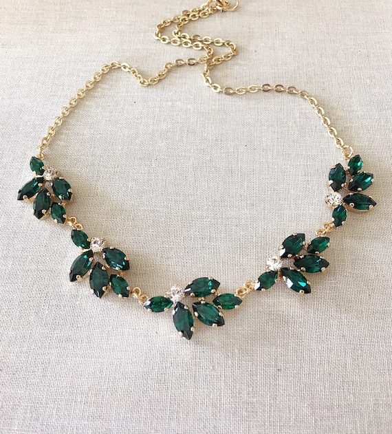 Collar de cristal verde esmeralda collar de enebro Etsy México