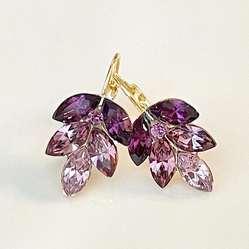 925 Sterling SLV Purple Stone Drop Earrings for Women main image 0
