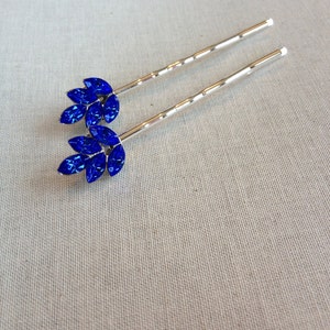 Pair, royal blue, bobby pins, blue, vintage wedding, something old, something blue, bridal hair, bridal, bridesmaid gift, gift for her image 3