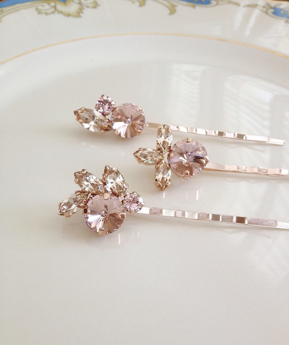 CRYSTAL HAIR CLIP SMALL PALE ROSE CRYSTAL HAIR CLIP SMALL PALE ROSE