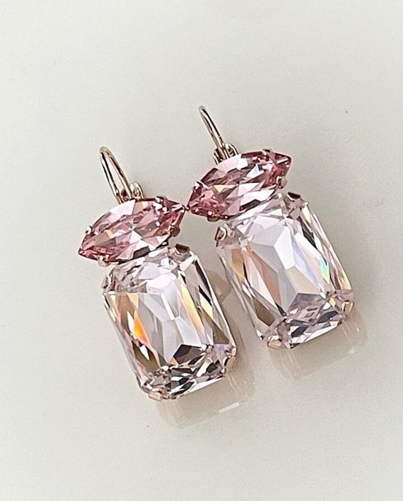 Blush Pink Earrings Large Statement Earrings Ballet Pink Large Drop Earrings Blush Bridal Earrings Light Pink Etsy