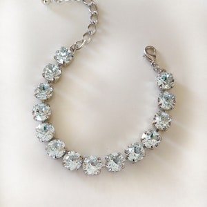Pale icy aqua blue crystal bracelet, bridal something blue, bridesmaid gift, tennis bracelet, blue bracelet, blue