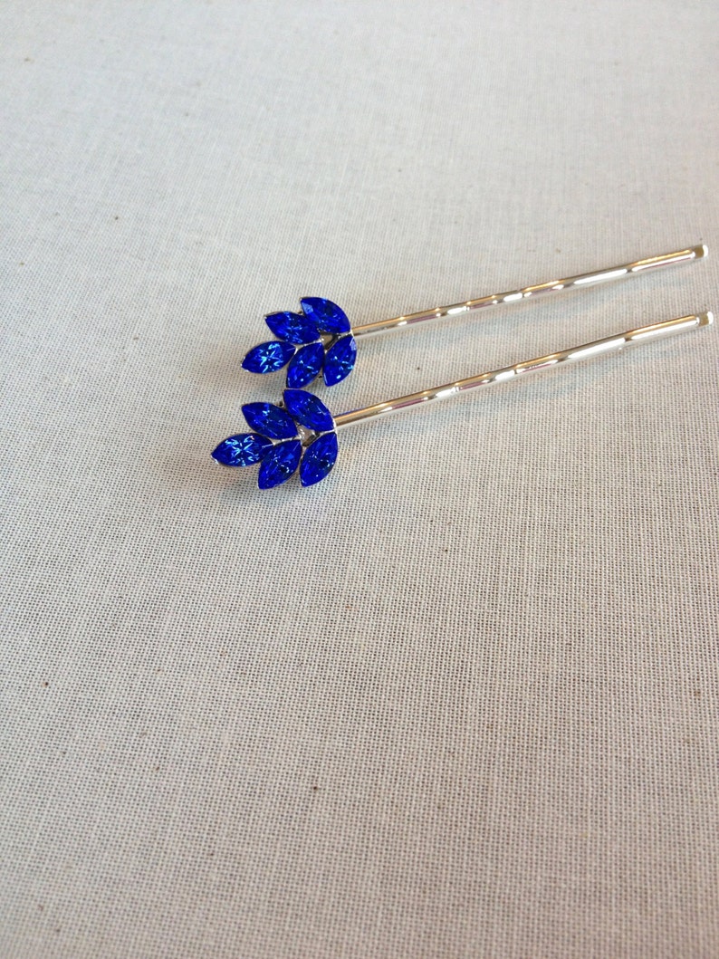 Pair, royal blue, bobby pins, blue, vintage wedding, something old, something blue, bridal hair, bridal, bridesmaid gift, gift for her image 5