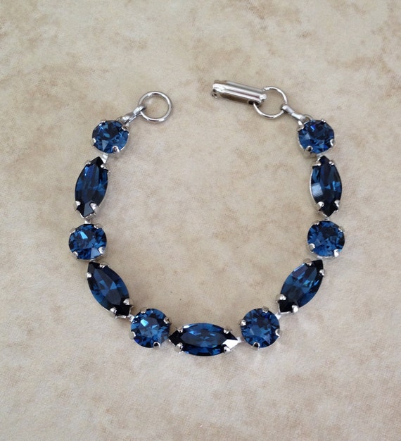 precious royal blue crystal cz silver plated bracelet Delivery in Bangalore  - redblooms