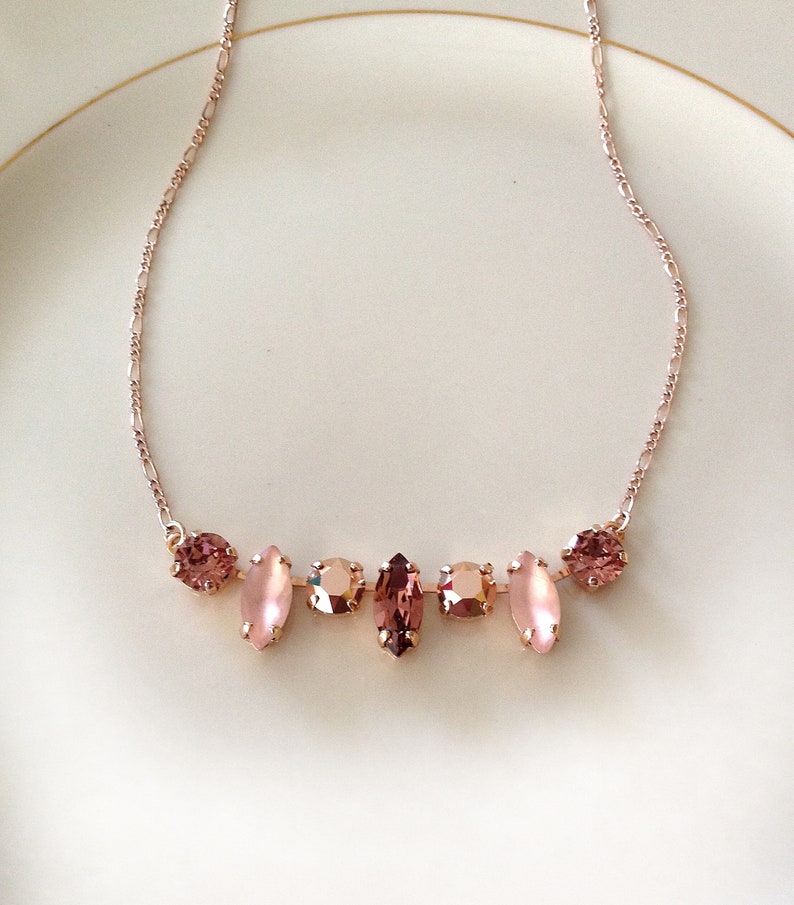 Shades of Blush Necklace Rose Gold Blush Wedding Jewelry Etsy