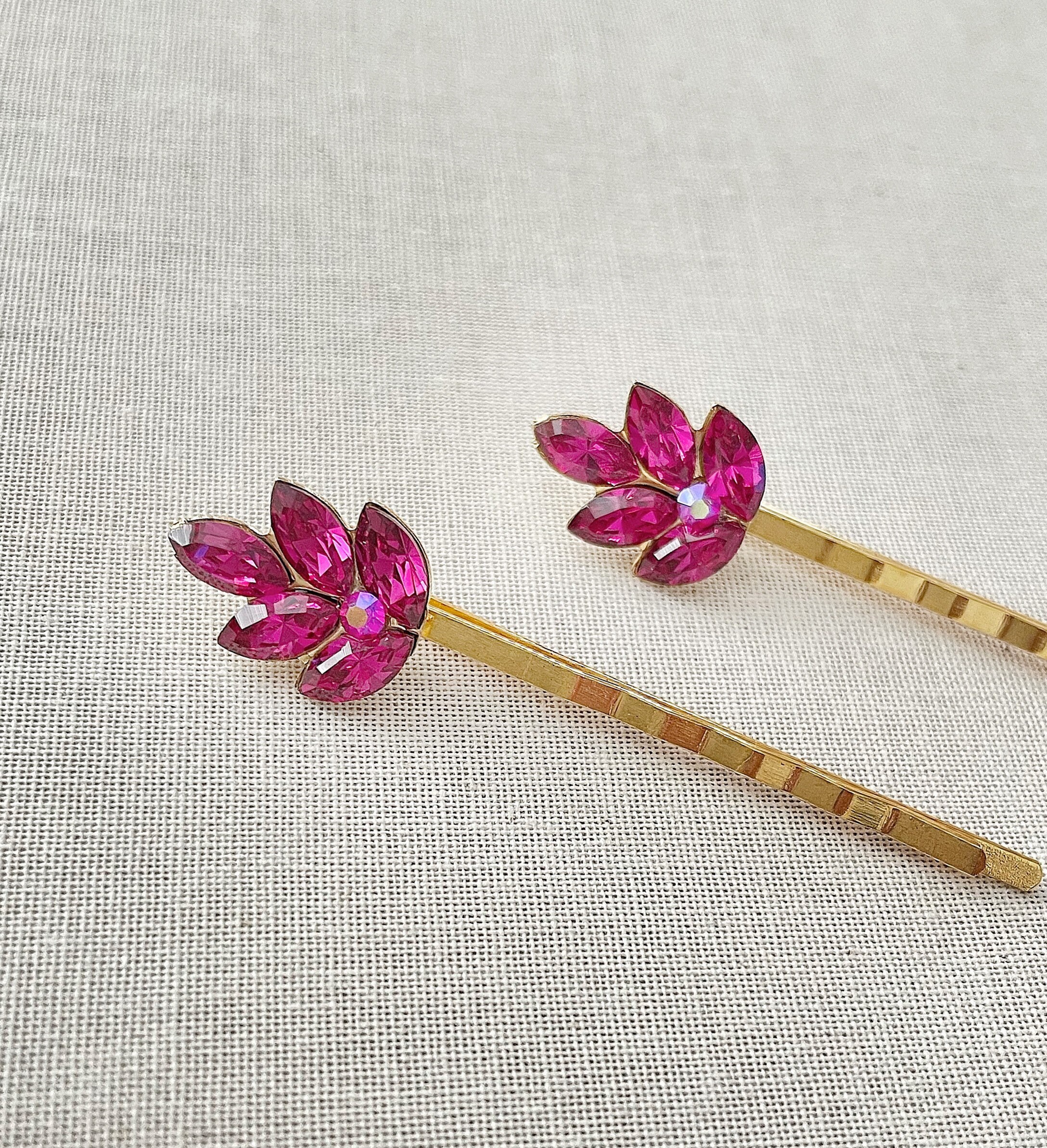Swarovski Hair pin Pink, Gold-tone plated Swarovski Crystal Hair Bling Bobby Pin Clips Rose Gold  main image 4