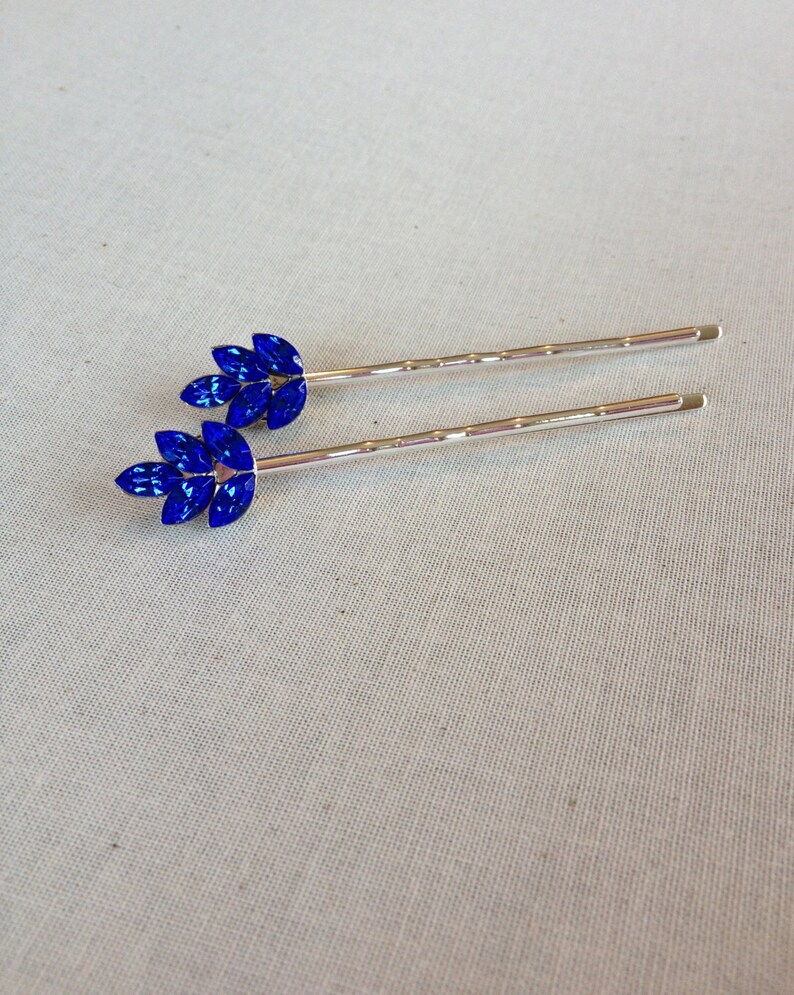 Pair, royal blue, bobby pins, blue, vintage wedding, something old, something blue, bridal hair, bridal, bridesmaid gift, gift for her image 4