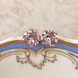 Swarovski morganite pink stud earrings, post, simple, minimalist, rhinestone earrings, bridesmaid gift, crystal stud earrings